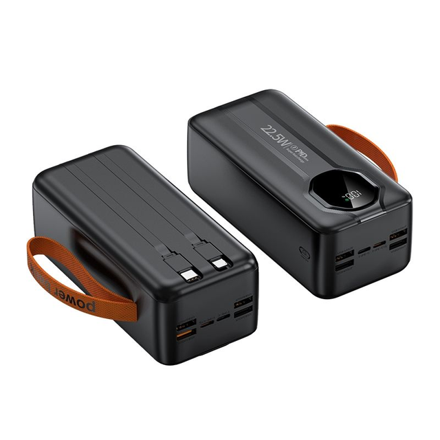 Large Capacity Power Bank 50000mah Fast Charging PD 22.5w Digital Display Multi Interface PowerBank 50000mah With 2 Cables