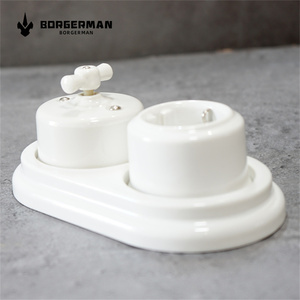Borgerman Wholesale Wall <strong>Socket</strong> Switch Set <strong>Combination</strong> Porcelain Vintage <strong>Socket</strong> Electric Wall <strong>Socket</strong> for Living Room - Product Image 1