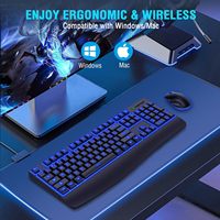 Clavier souris ergonomique sans fil rechargeable Combo 7 effets rétroéclairés Souris sans fil 6 boutons Compatible USB Windows Mac PC