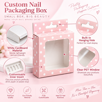 Boîte en papier pliable personnalisée pour nail art avec trous de suspension et fenêtres transparentes, boîte d'emballage pour faux cils, impression couleur