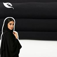 Robe Abaya en Chiffon Noir de Polyester 150 g/m² de Haute Qualité pour Musulmanes, Respirante, Anti-Boulochage, Tricotée en Trame, Échantillon Gratuit