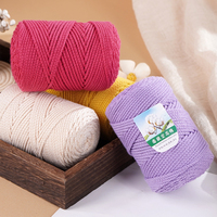 Fil à macramé multicolore 2 brins 100% coton 3MM torsadé, fil à macramé à brin unique
