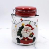 Pot à bonbons de Noël en céramique, motif personnalisable, récipient de rangement alimentaire en céramique, pot à bonbons et biscuits de Noël