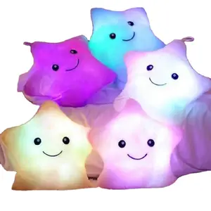 Wholesale Colorful Luminous Throw Pillow Soft Stuffed Glowing Pillow Cute Five-Pointed Star Plush Toys Dolls Kids Toy