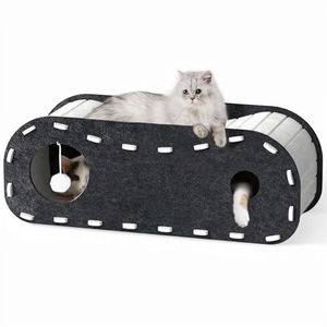 <span class=keywords><strong>FUKUMARU</strong></span> Lit pour chat en feutre durable à 2 couches de haute qualité, niche pour chat d'intérieur, emballage en boîte, noir, pour dormir et se cacher - Product Image 1