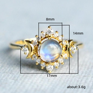 Anello Vintage Dea Celeste da Donna, Gioiello da Dito alla Moda con Sole, Luna e Stelle Colorate - Product Image 5
