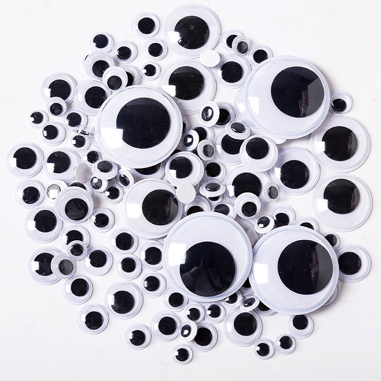 Children Handcraft DIY Craft Doll Toy Accessories Round Doll Moving Wiggle Eyes Plastic Black-White Toy Safety Googly Eyes