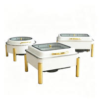 Chauffe-plat commercial 9L avec couvercle en verre, pieds de support stables, idéal pour les banquets de Noël et les services de restauration en extérieur