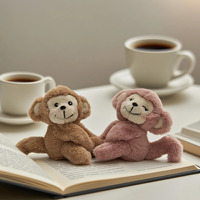 Adorable duo de singes en coton magnétiques Coco Peach de 6 pouces, peluches douces avec aimant pour décoration et cadeau d'anniversaire