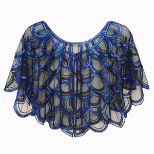 1920s chal de lentejuelas con cuentas Vintage Flapper capa de noche malla transparente bordado hoja mujeres Bolero accesorios de fiesta - Product Image 4