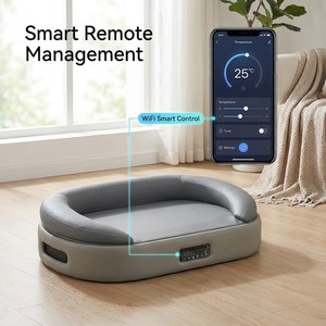 落書き制御のエコフレンドリーで持続可能な保護機能付き洗えるスマートドッグベッド、加熱冷却機能付きモダンラグジュアリーな正方形の猫用カートン - Product Image 1