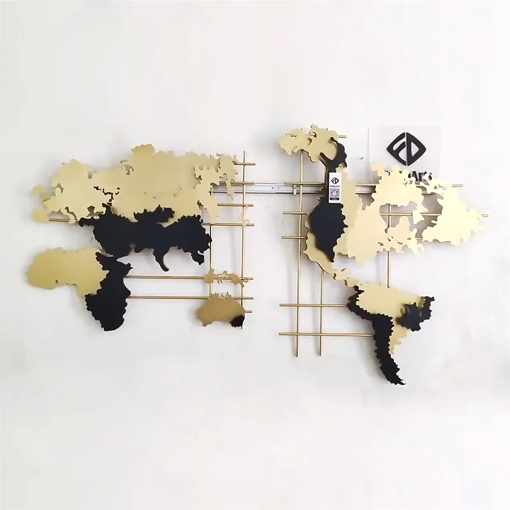 160*90cm Modern light luxury 3d gold wall art decor wall hanging large metal decor of world map for living room