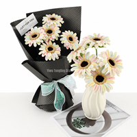 Kit de bouquet de fleurs en tiges de chenille marguerites arc-en-ciel, fait main en polyester, pour loisirs créatifs en papier, cadeau floral