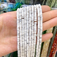 Perles d'espacement carrées plates en turquoise bleue naturelle 2x4mm, turquoise blanche, marque Tactful, pour la fabrication de bijoux, vente en gros