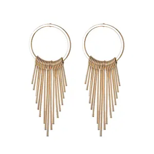 Fashion Large Geometric Crystal Dangle Earrings for Women Bohemian Charm Layer Metal Tassel Drop Earring Party Hanging Jewelry