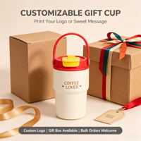 Gourde Isotherme Mignonne en Acier Inoxydable avec Double Couvercle et Poignée - Bouteille d'Eau Portable Personnalisable pour l'École et les Voyages