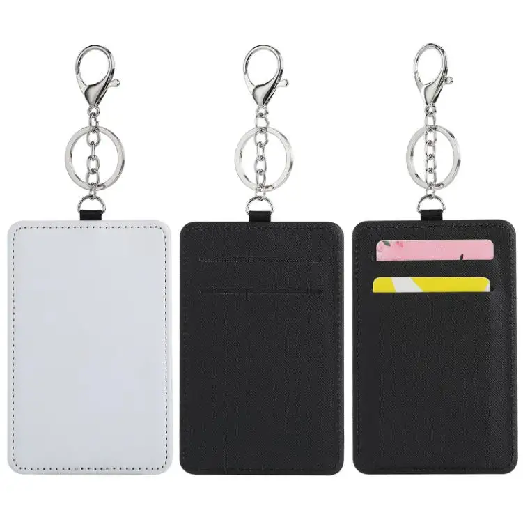 Sublimation Card Holder PU Leather Blank Credit Cards Bag Case Heat Transfer Print DIY Holders With Keychain