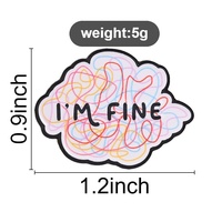 Épinglette en émail 'I Am Fine Tangled Line', badge décoratif en métal pour sac à dos, veste, sac, slogan sur la santé mentale, accessoire de mode, ornement