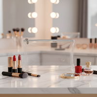 Pochette cosmétique légère en plastique avec corps transparent, trousse de maquillage pour les voyages et l'usage quotidien