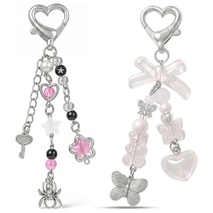 Llavero de mariposa Y2K, llavero de corazón y lazo, dijes de oso para llaves, dijes lindos de estilo retro, tarjetero, dijes que combinan con todo - Product Image 1