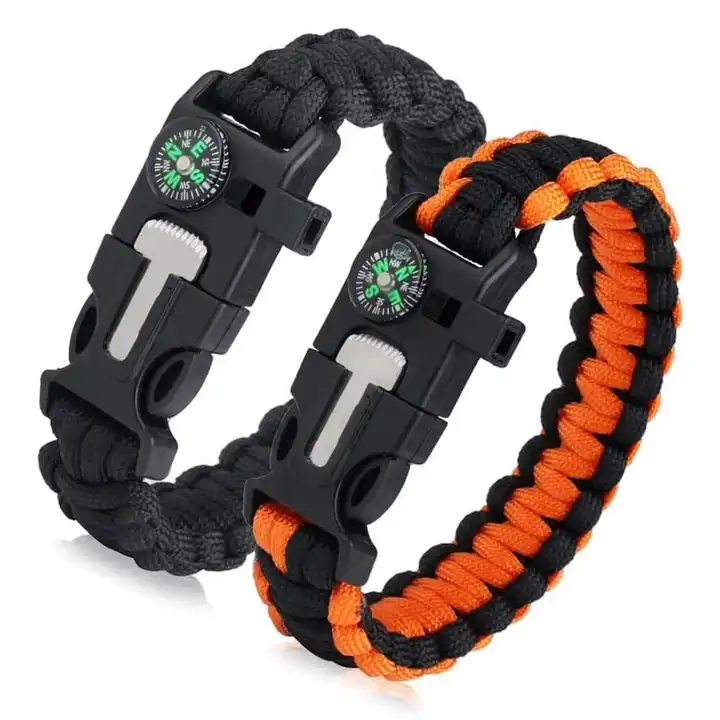 SURVIVAL PARACORD BRACELET WITH FIRE STARTER AND WHISTLE