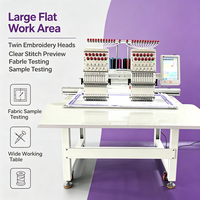 Machine à broder à 2 têtes à haut rendement avec une zone de travail de 360x510 mm pour des créations de motifs dorsaux complexes