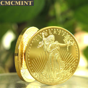 Hoogwaardige souvenir gouden munt 1 oz verguld messing Amerikaanse adelaar Vrijheidsbeeld rond 2018, glanzende gouden verzamelmunten - Product Image 4