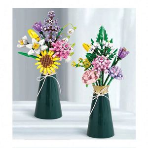 Set de 568 Bloques de Construcción de Plástico ABS para Armar un Jarrón de Flores Suculentas, Modelo de Ramo de Orquídeas Artificiales para Decoración de Escritorio - Product Image 2