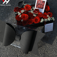 Boîte à gâteau en plastique transparent personnalisée avec nœud en ruban Emballage cadeau Saint Valentin pour fleurs Cupcakes fruits