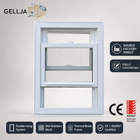 Fenêtre coulissante double à battants en aluminium GELLJA avec moustiquaire en acier inoxydable, design moderne pour la maison