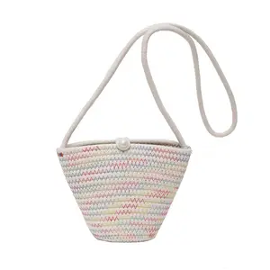 women's backpacks beach bags for girls Woven Small Size Beach Bag Cotton Rope Woven Bag