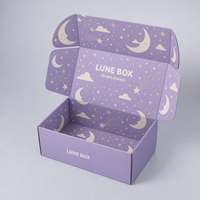 Boîtes d'emballage cadeau violettes personnalisées avec motifs imprimés colorés, boîtes d'expédition pliables en papier pour emballage cadeau