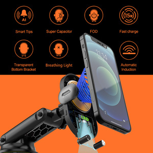 Điện thoại di động mới phụ kiện 2025 phổ <span class=keywords><strong>Qi</strong></span> 10W 15W cảm biến tự động điện thoại chủ xe sạc không dây - Product Image 2