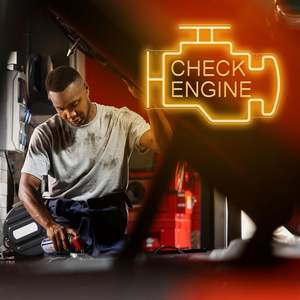 Letrero LED de Neón 'Check Engine' para Decoración de Pared, Color Amarillo Dorado, para Cuarto de Auto, Sala de Juegos o Cuarto de Hombre - Product Image 5