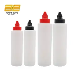 7oz 14oz cylindre HDPE bouteille de cire séparée bouteille à presser en plastique résistant à l'acide avec bouchon à pointe