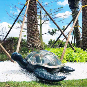 Sculpture de tortue en fibre de verre pour décoration extérieure de jardin, statue animale artificielle résistante aux intempéries, ornement autoportant - Product Image 1
