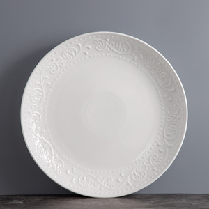 Service de table en porcelaine blanche embossée, vaisselle en céramique personnalisée pour la maison, l'hôtel, le restaurant, vente en gros - Product Image 2