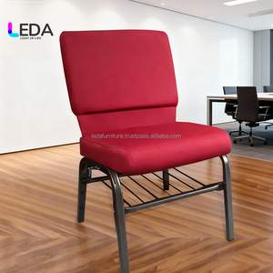 Chaises de théâtre empilables en métal rembourrées à prix de gros, neuves, de la marque LEDA, pour meubles d'auditorium, chaise d'église rembourrée - Product Image 1