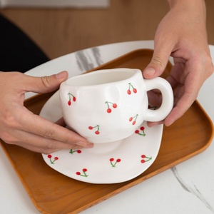 Tasses et soucoupes en céramique fraîches et élégantes Lelyi, petites et de grande valeur, design créatif, cœur féminin, mug à café haut de gamme et exquis - Product Image 5