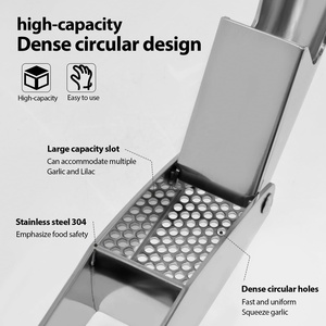 Presse-ail en acier inoxydable Coupeur et <span class=keywords><strong>broyeur</strong></span> de cuisine manuel avec outil en plastique souple durable pour l'utilisation de légumes - Product Image 4