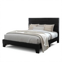 Cadre de lit plateforme Allewie Queen Size avec tête de lit rembourrée en velours |   Lattes en bois pour un design minimaliste entièrement recouvertes de tissu