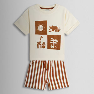 Ensembles de shorts et hauts pour enfants en coton biologique, t-shirt et short imprimés sur mesure, ensembles de vêtements pour garçons, vêtements pour enfants écologiques d'été - Product Image 4