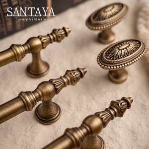 Santaya <strong>Antique</strong> Brass Kitchen Cabinet Handle European <strong>Style</strong> Vintage Luxury Bronze Pull Furniture Wardrobe <strong>Drawer</strong> <strong>Knob</strong> - Product Image 3