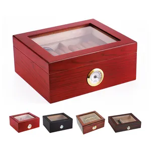定制品牌雪茄盒批发豪华拉链展示储物木箱雪茄盒锁柜