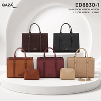 QAZA Sacs à Main Femme 2026 Nouveauté Ensemble de Sacs 2-en-1 en Cuir PU Tressé Sac Fourre-Tout Esthétique pour Dames