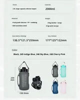 Bouteille d'eau de sport en silicone personnalisée de 2 L, portable, pliable, grande capacité, camping en plein air avec poignée de boisson directe pour les excursions