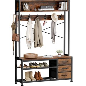 SENYU Perchero Industrial para Entrada con Banco de Almacenamiento, 6 Ganchos, Estructura de Madera y Metal, Diseño Independiente, Mueble Multiusos Moderno - Product Image 4