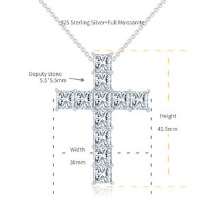 Pendentif Croix Blanche en Argent Sterling Moissanite Hip Hop Jésus Coupe Princesse Tendance - Product Image 6