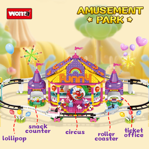 Woma Factory - Juego de Construcción de Parque de Atracciones con Montaña Rusa Temática de Payasos, 812 Piezas, para Adultos (19070) - Product Image 2