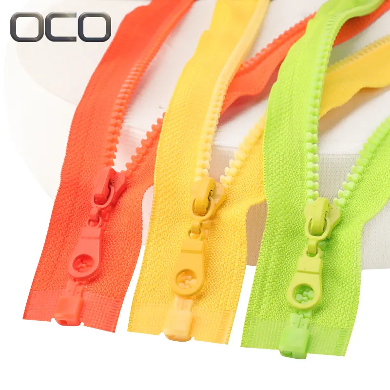 مصنع سحاب OCO مصنوع حسب الطلب متعدد الألوان متين 5 #-سحاب بلاستيكي مفتوح الطرف للملابس جاكيت بالأسفل